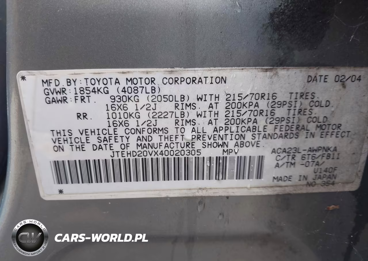 2004 Toyota Rav4 VIN:JTEHD20VX40020305 - 9