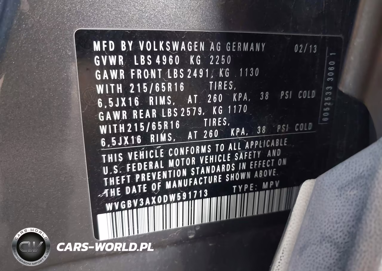 2013 Volkswagen Tiguan S VIN:WVGBV3AX0DW591713 - 9