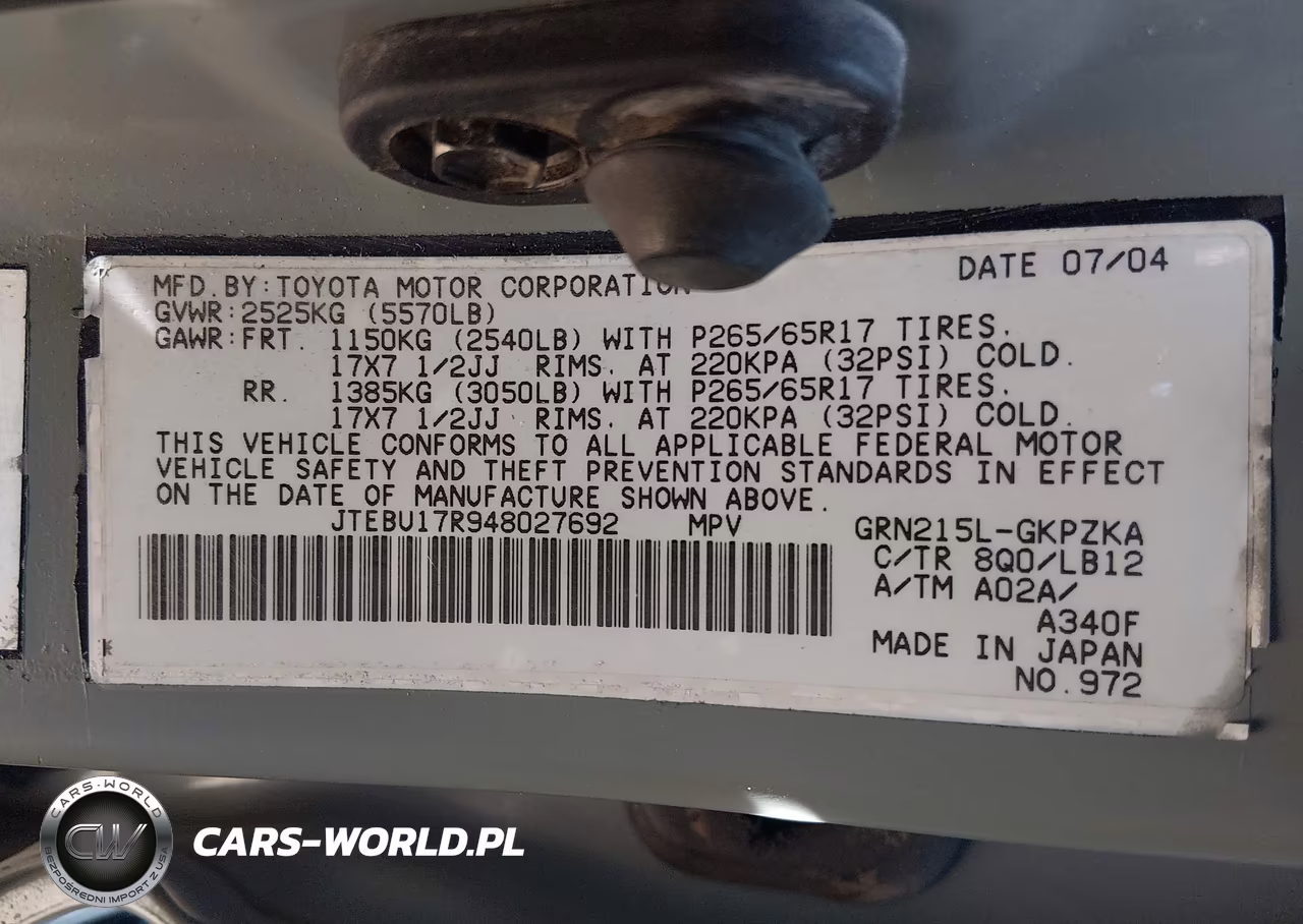 2004 Toyota 4Runner Limited V6 VIN:JTEBU17R948027692 - 9