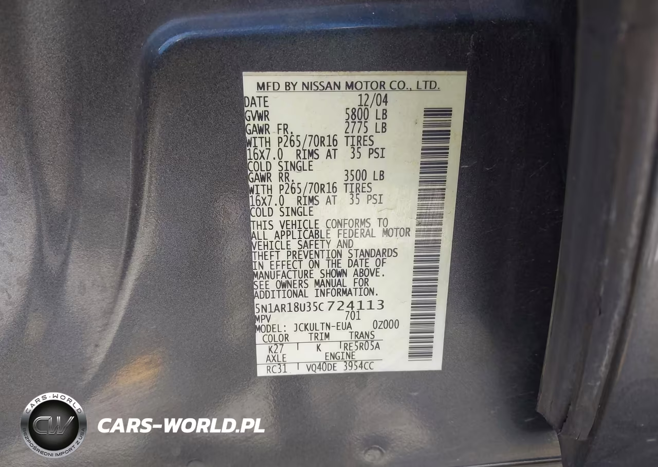 2005 Nissan Pathfinder Se VIN:5N1AR18U35C724113 - 9