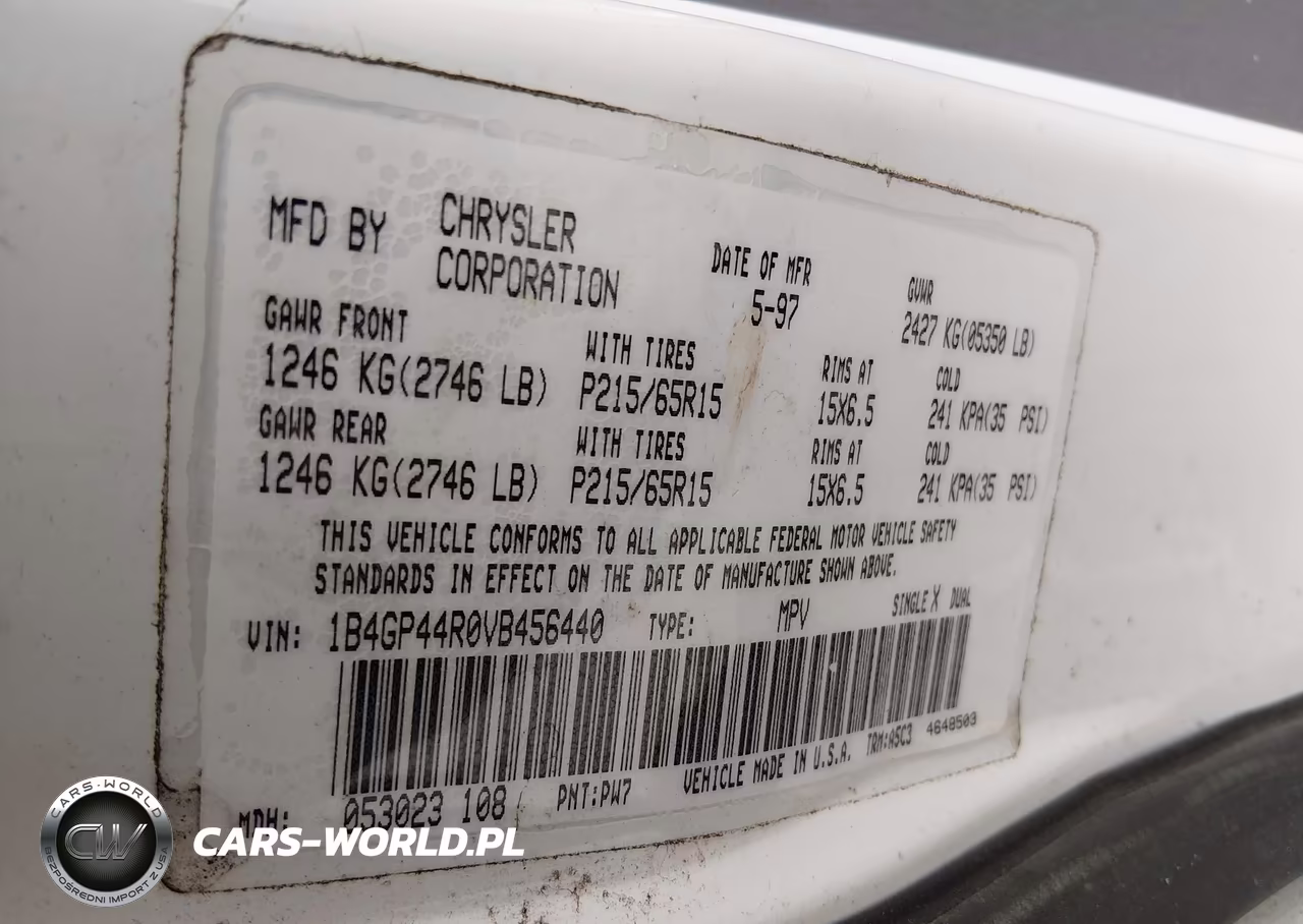 1997 Dodge Grand Caravan Se VIN:1B4GP44R0VB456440 - 9