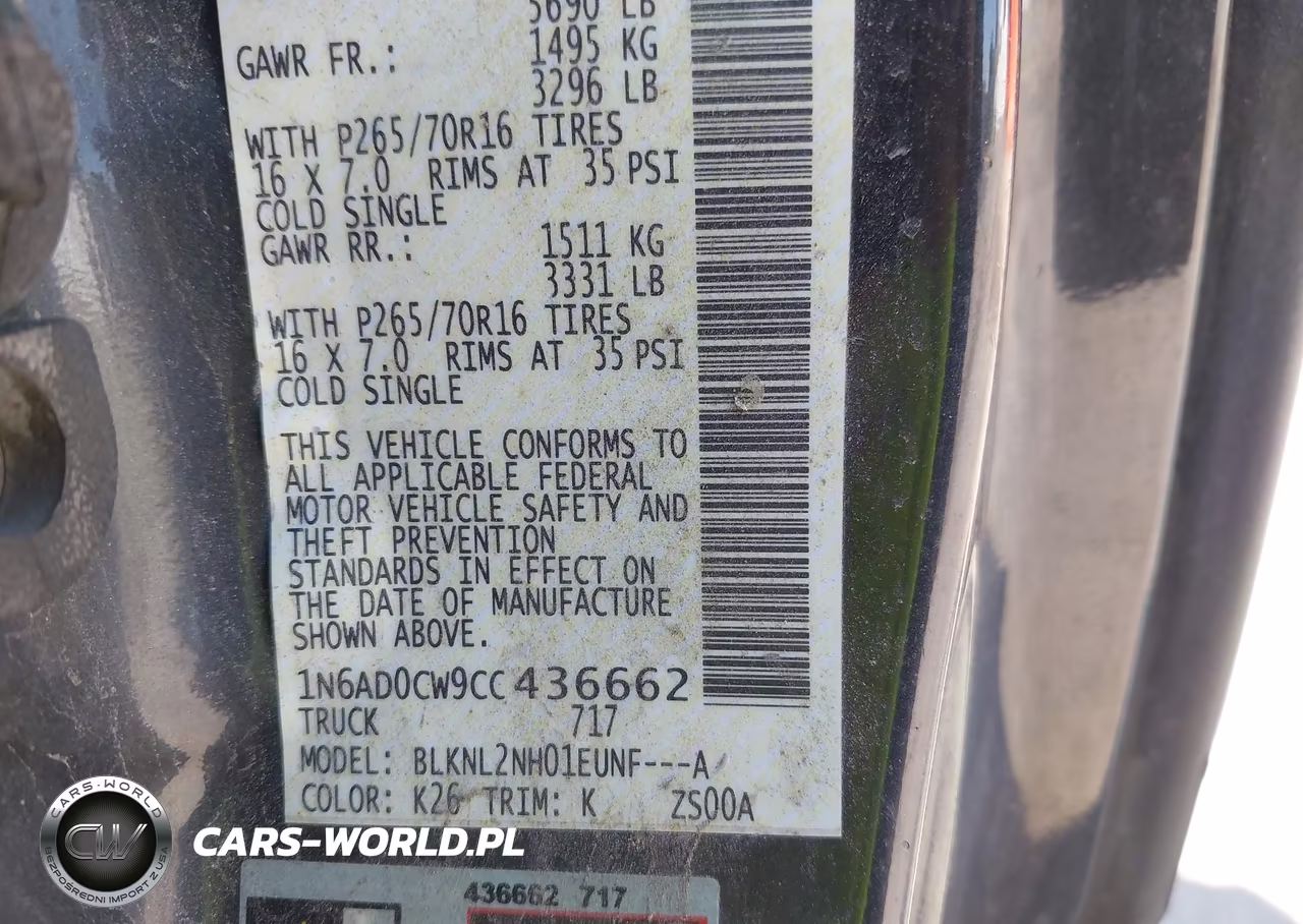 2012 Nissan Frontier Sv VIN:1N6AD0CW9CC436662 - 9