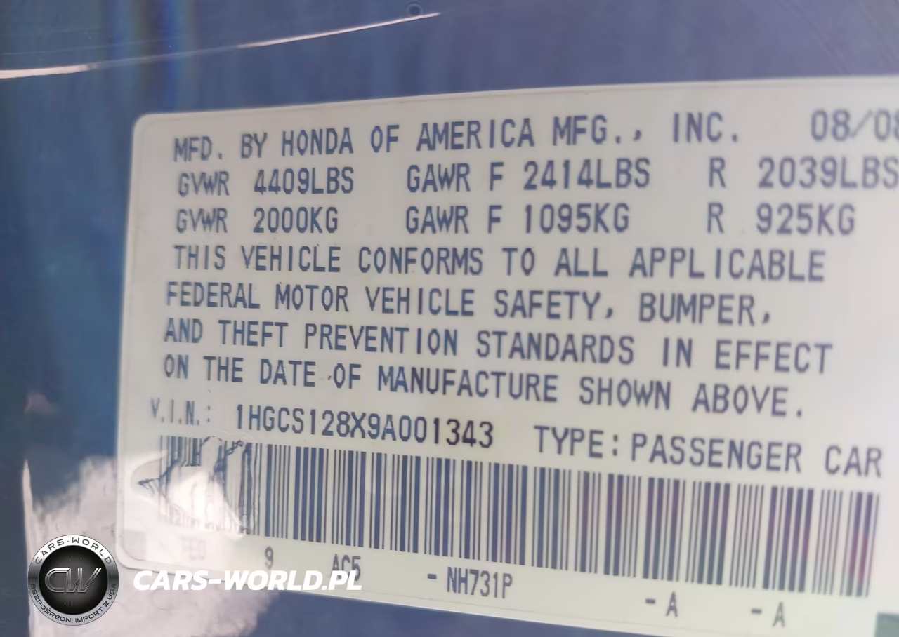 2009 Honda Accord 2.4 Ex-L VIN:1HGCS128X9A001343 - 9