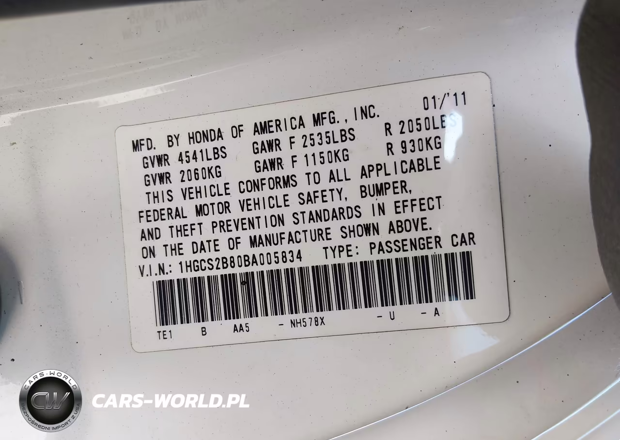 2011 Honda Accord 3.5 Ex-L VIN:1HGCS2B80BA005834 - 9