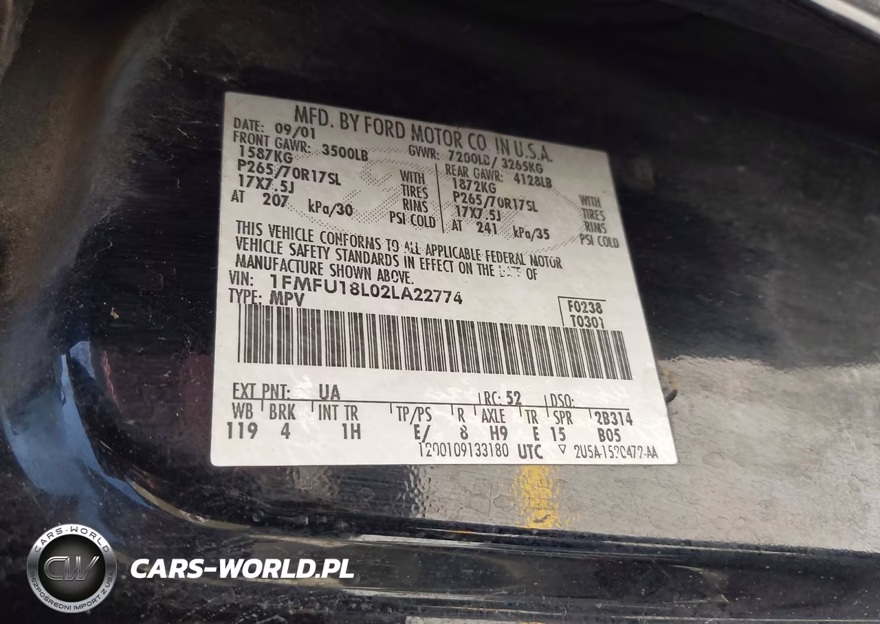 2002 Ford Expedition Eddie Bauer VIN:1FMFU18L02LA22774 - 9