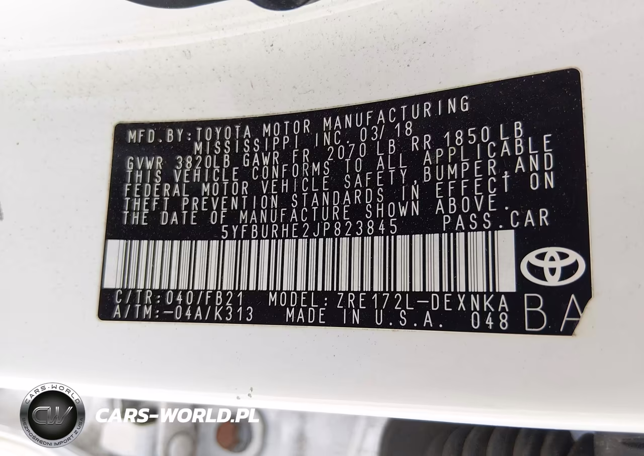 2018 Toyota Corolla Le VIN:5YFBURHE2JP823845 - 9