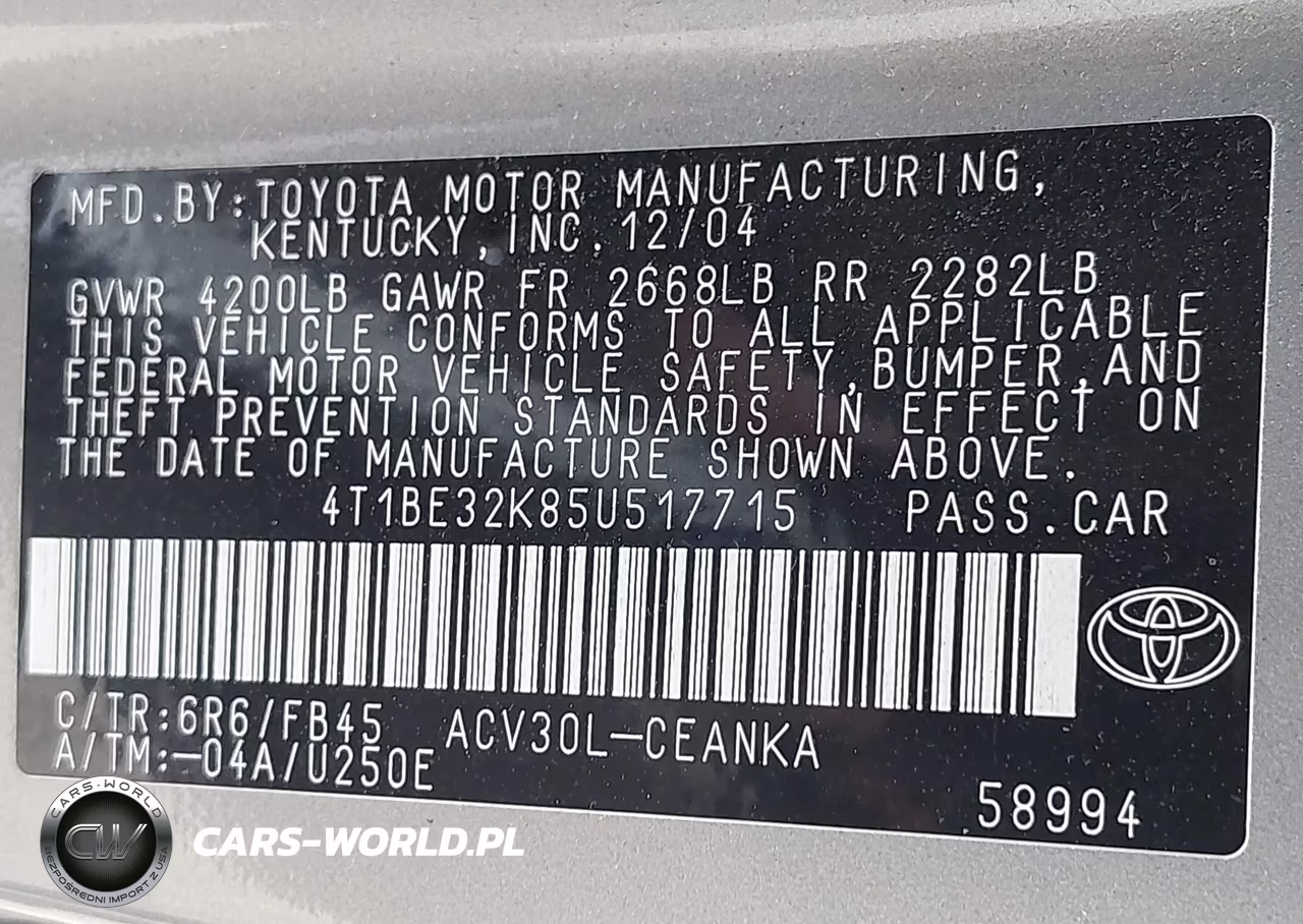 2005 Toyota Camry Le VIN:4T1BE32K85U517715 - 9