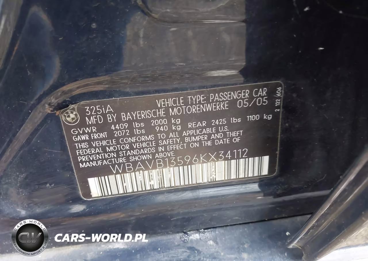 2006 BMW 325I VIN:WBAVB13596KX34112 - 9