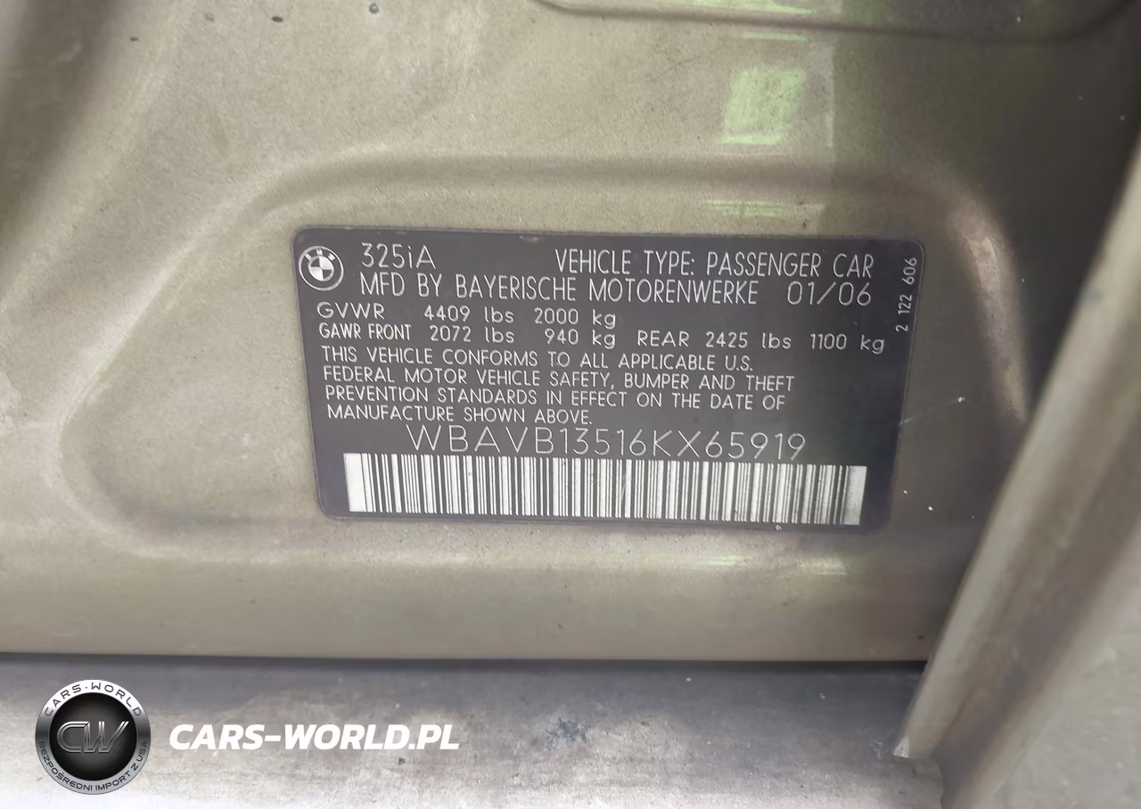 2006 BMW 325I VIN:WBAVB13516KX65919 - 9