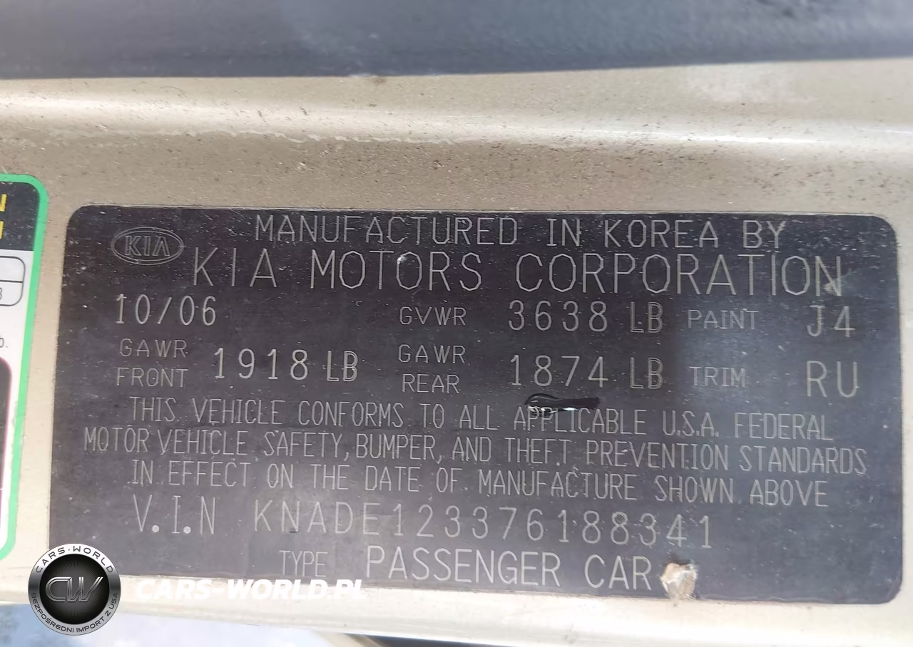 2007 Kia Rio Lx VIN:KNADE123376188341 - 9