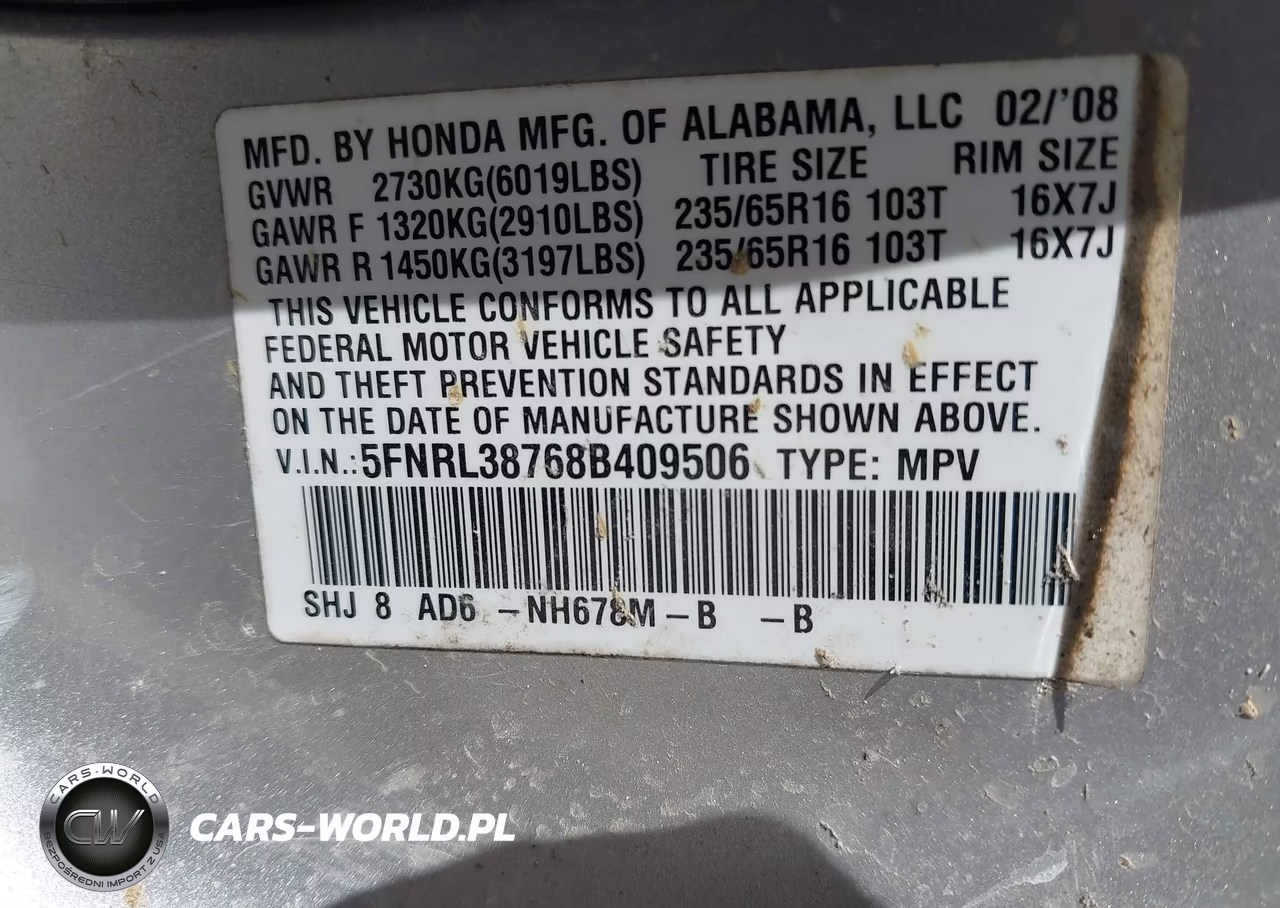 2008 Honda Odyssey Ex-L VIN:5FNRL38768B409506 - 9