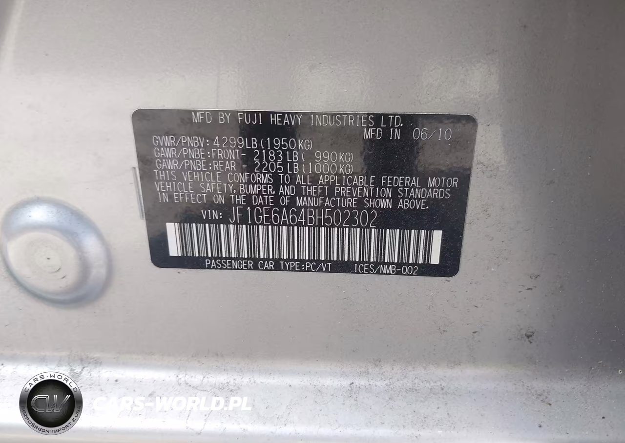 2011 Subaru Impreza 2.5I VIN:JF1GE6A64BH502302 - 9