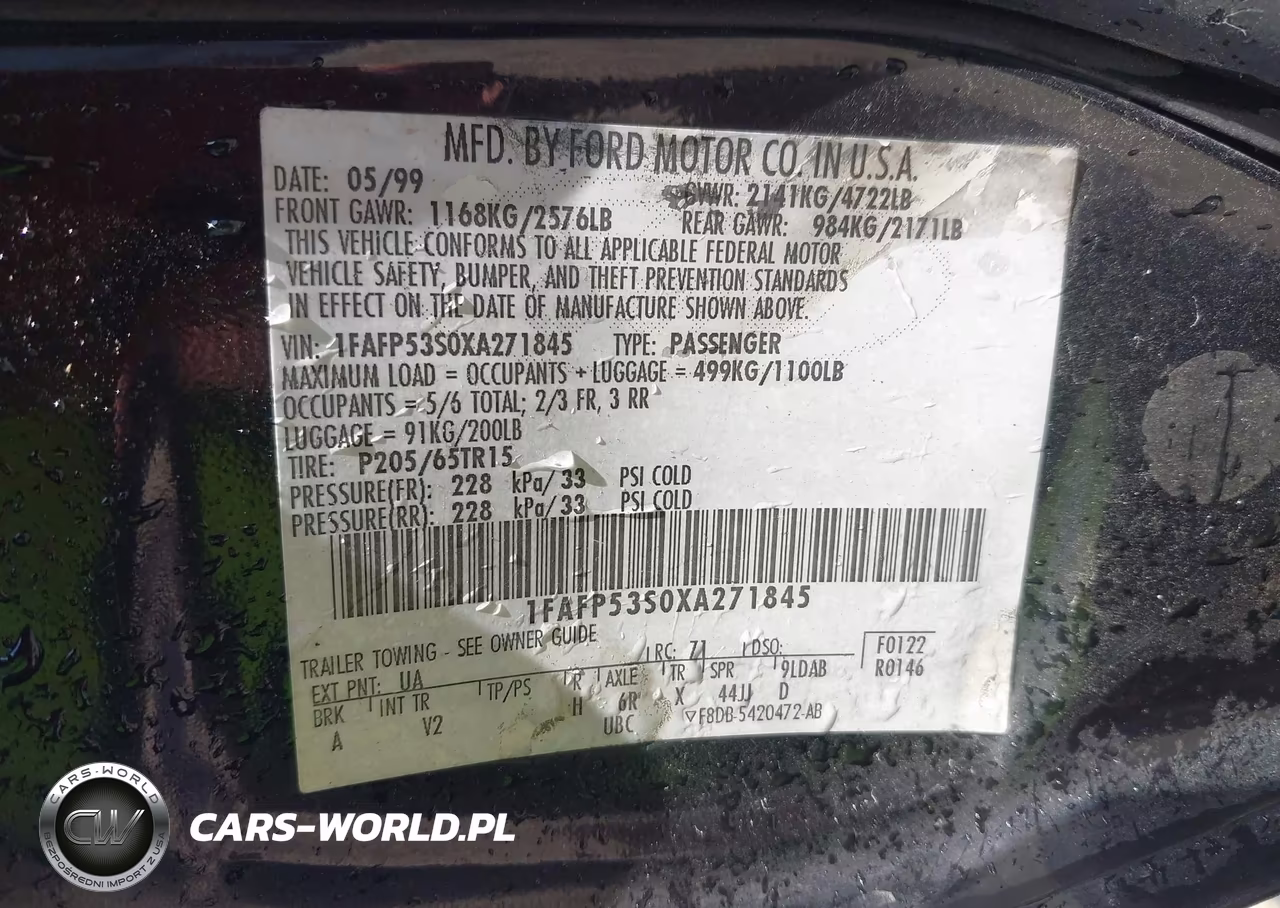 1999 Ford Taurus Se-Se-Ne VIN:1FAFP53S0XA271845 - 9