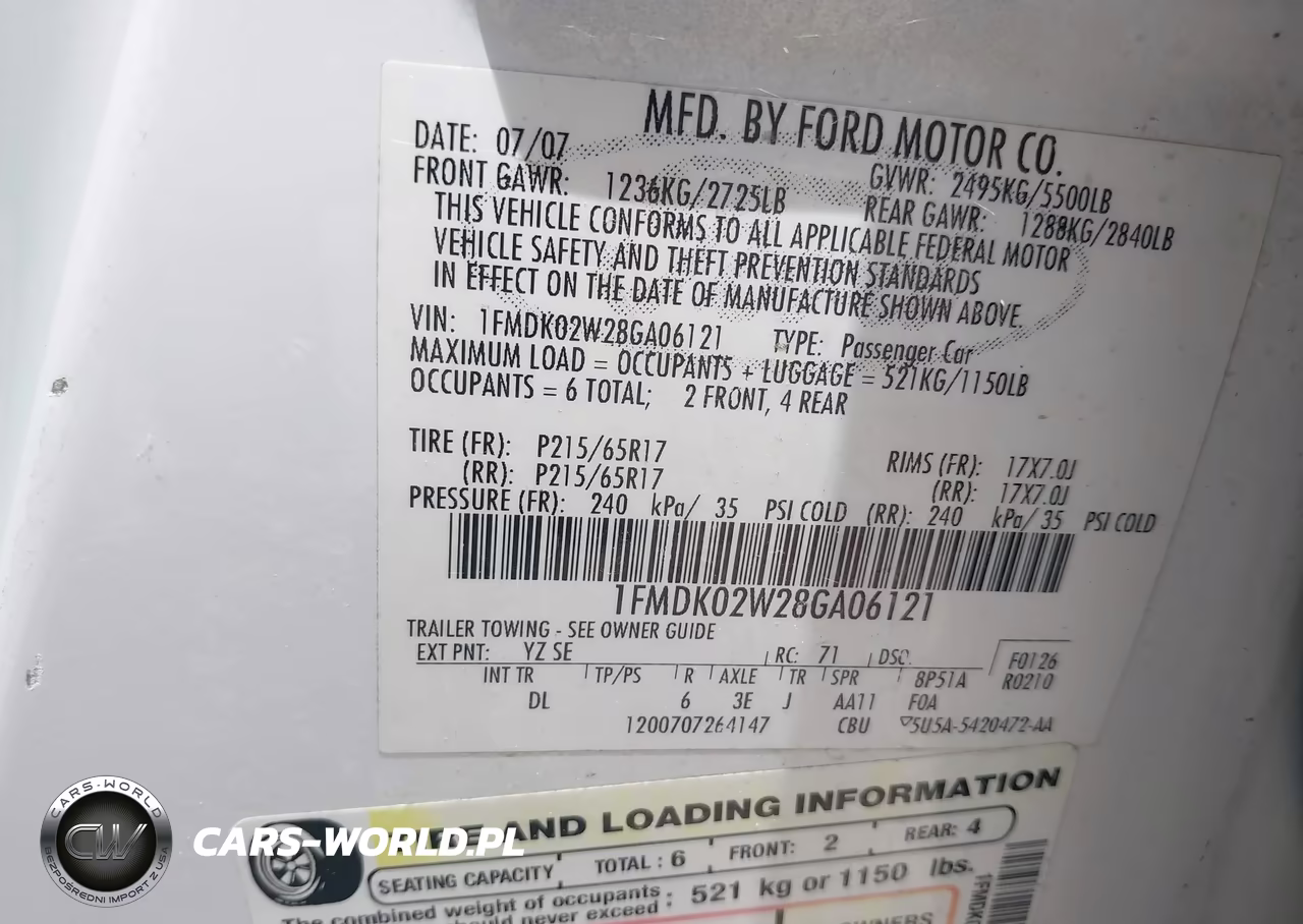 2008 Ford Taurus X Sel VIN:1FMDK02W28GA06121 - 9