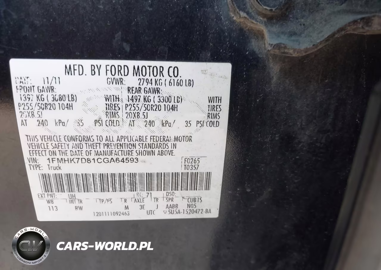 2012 Ford Explorer Xlt VIN:1FMHK7D81CGA64593 - 9