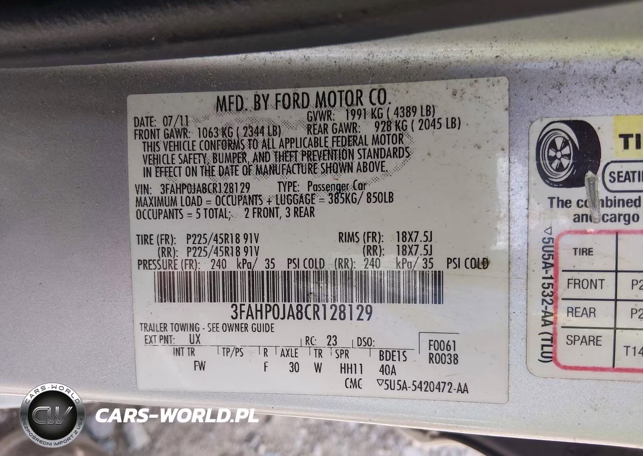 2012 Ford Fusion Sel VIN:3FAHP0JA8CR128129 - 9