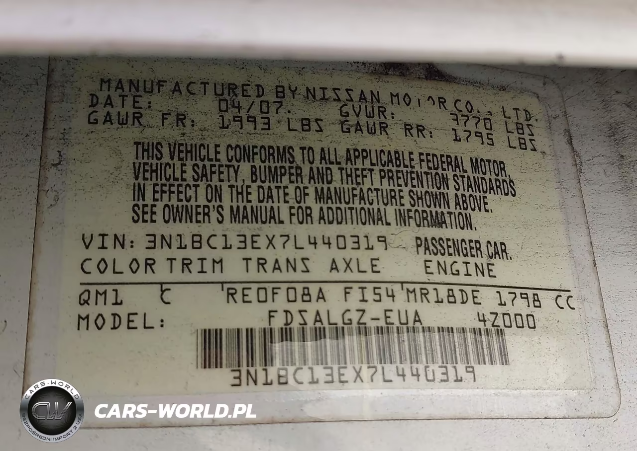 2007 Nissan Versa 1.8Sl VIN:3N1BC13EX7L440319 - 9