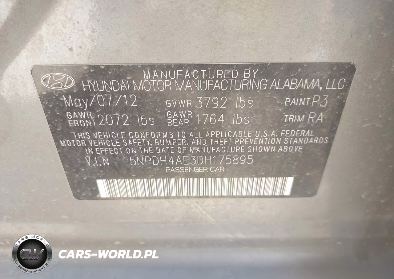 2013 Hyundai Elantra Limited VIN:5NPDH4AE3DH175895 - 9