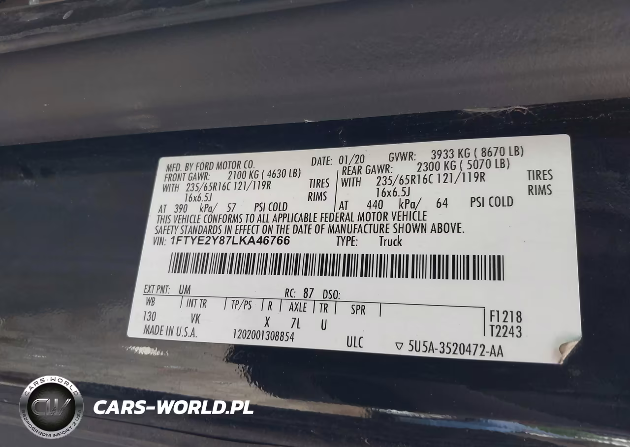 2020 Ford Transit-150 VIN:1FTYE2Y87LKA46766 - 9