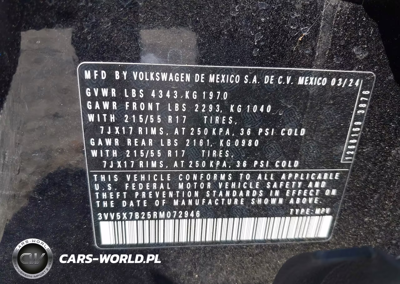 2024 Volkswagen Taos 1.5T S VIN:3VV5X7B25RM072946 - 9