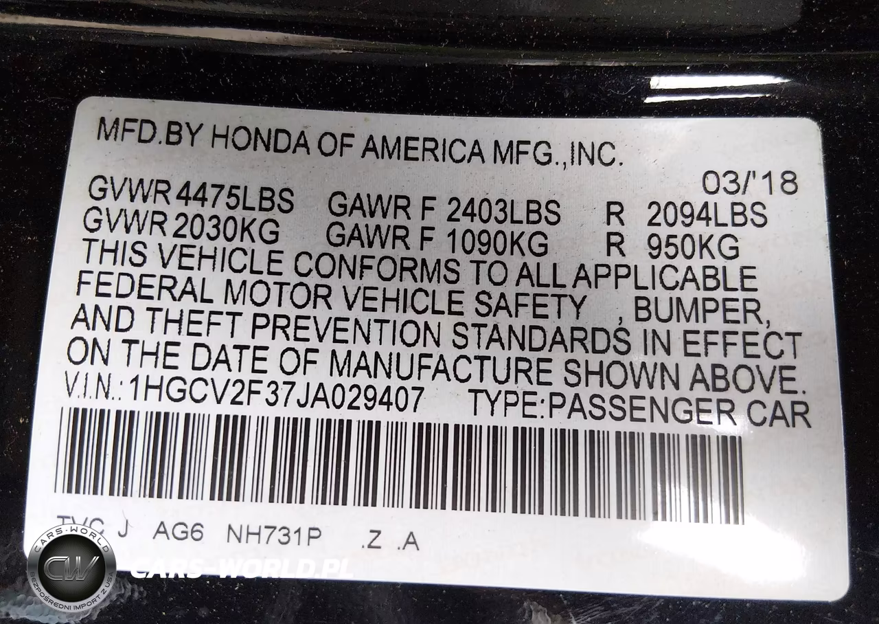 2018 Honda Accord Sport 2.0T VIN:1HGCV2F37JA029407 - 9