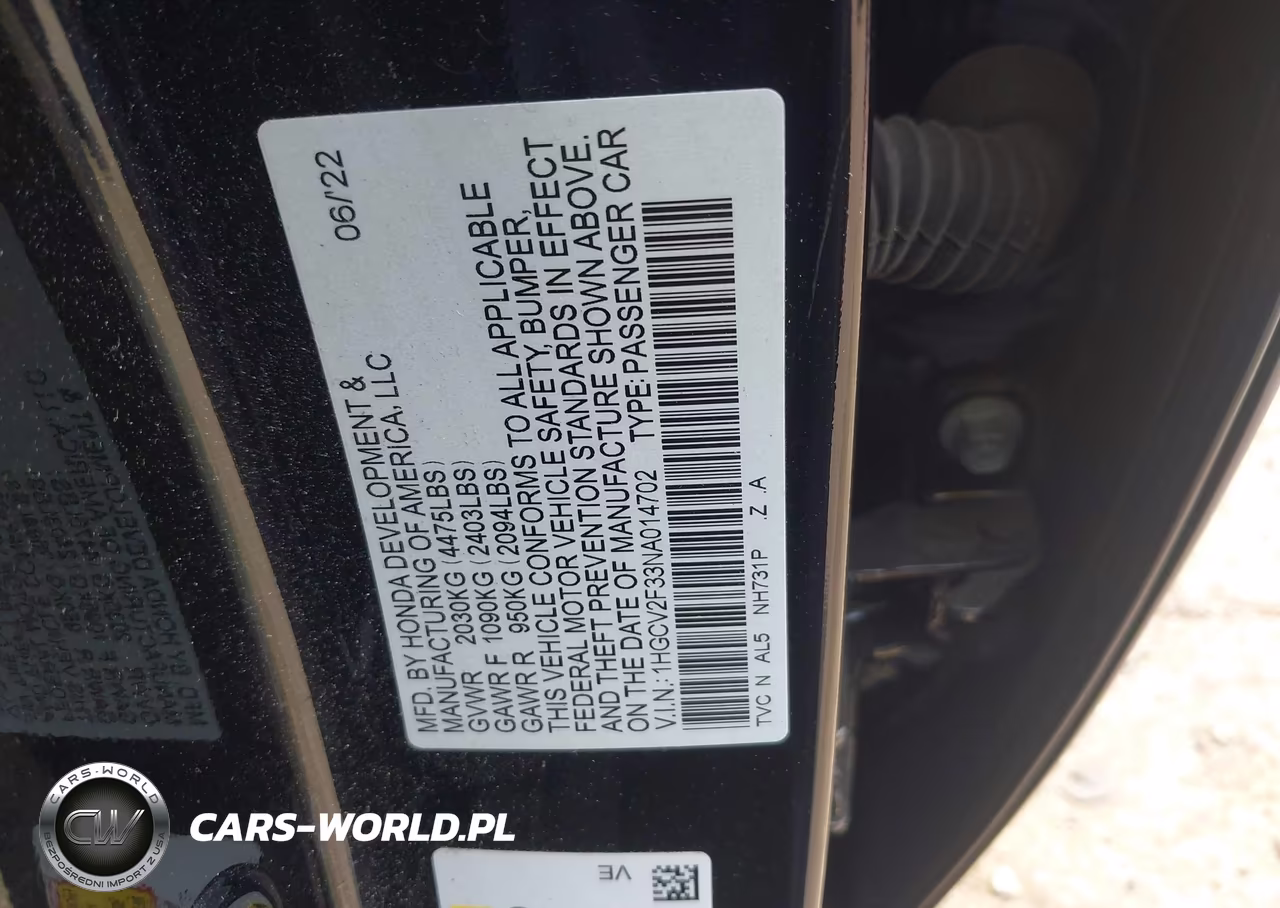 2022 Honda Accord Sport 2.0T VIN:1HGCV2F33NA014702 - 9