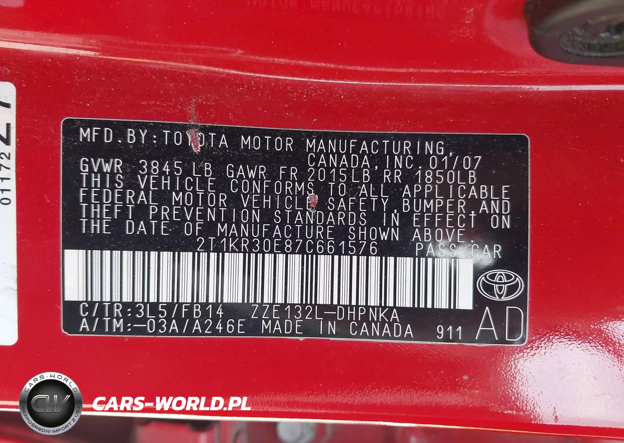 2007 Toyota Matrix Xr VIN:2T1KR30E87C661576 - 9