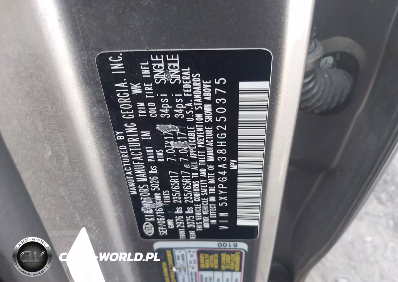 2017 Kia Sorento 2.4L Lx VIN:5XYPG4A38HG250375 - 9