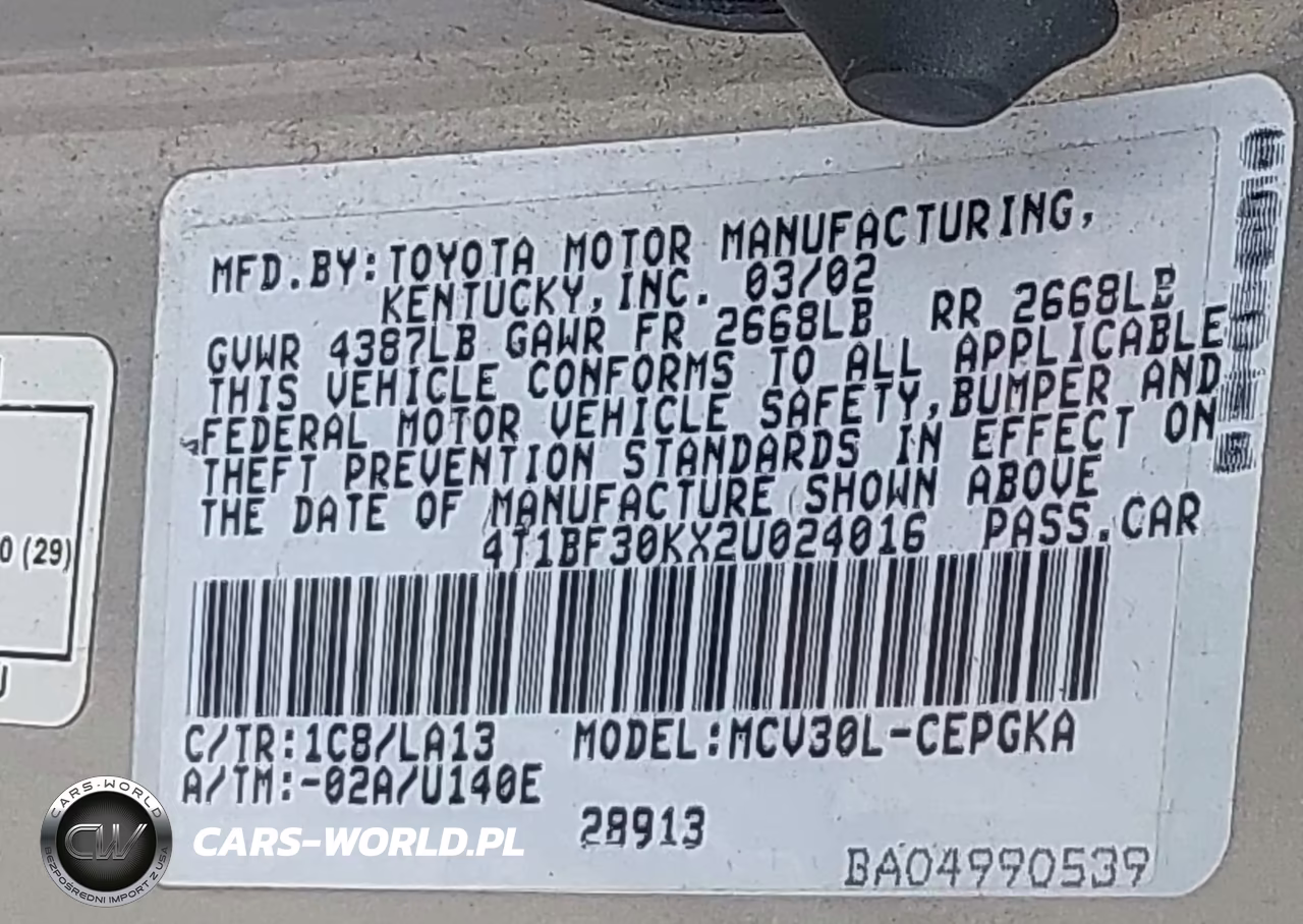 2002 Toyota Camry Xle VIN:4T1BF30KX2U024016 - 9