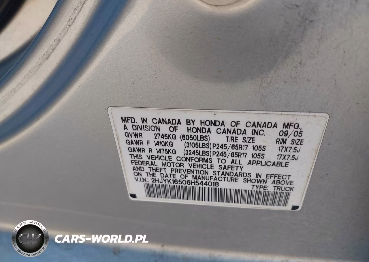 2006 Honda Ridgeline Rtl VIN:2HJYK16506H544018 - 9