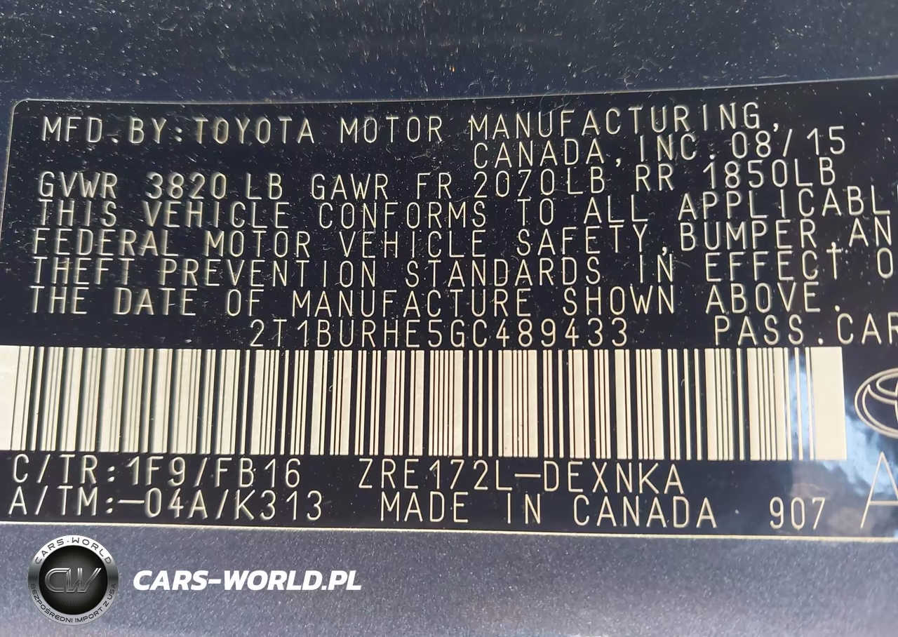 2016 Toyota Corolla Le VIN:2T1BURHE5GC489433 - 9
