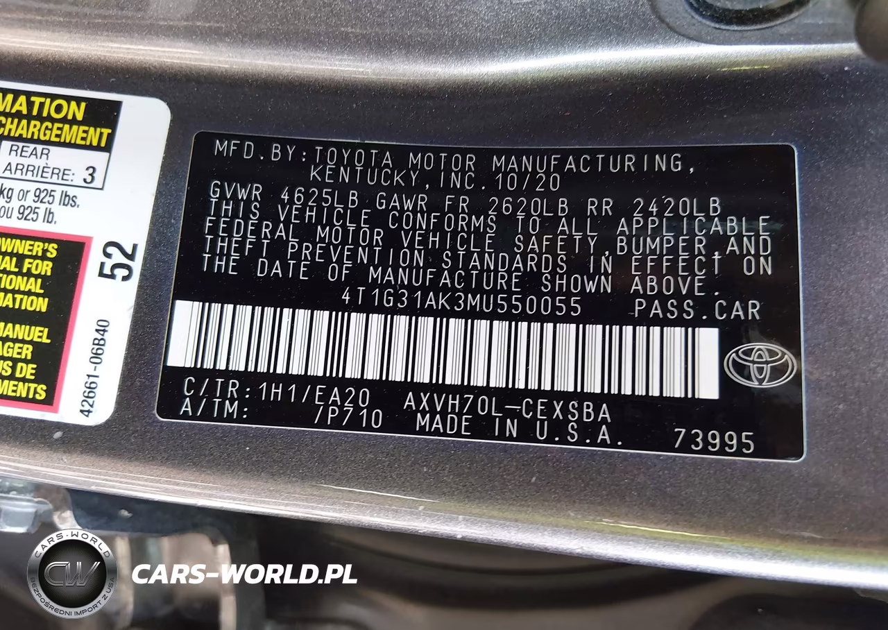 2021 Toyota Camry Se Hybrid VIN:4T1G31AK3MU550055 - 9