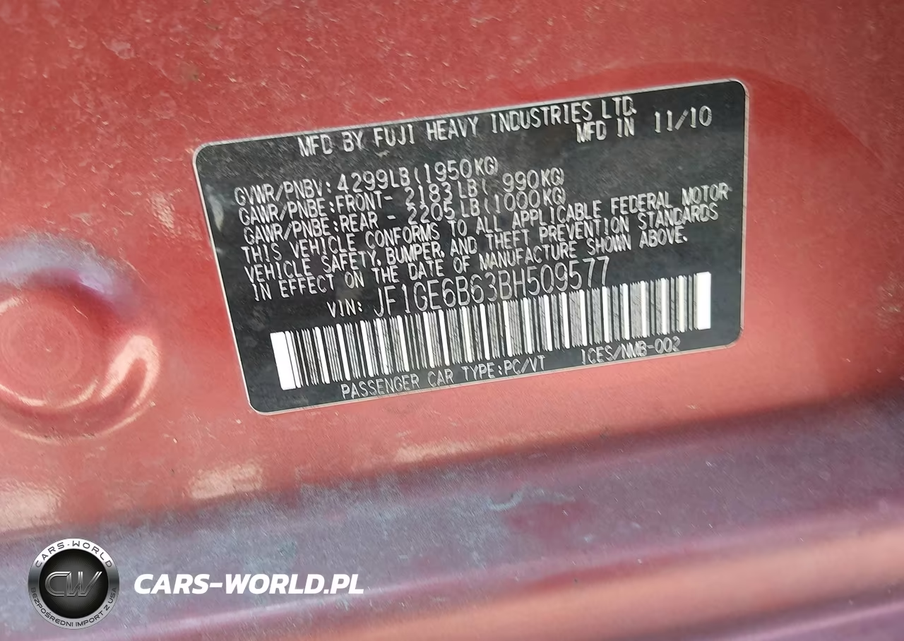 2011 Subaru Impreza 2.5I Premium VIN:JF1GE6B63BH509577 - 9