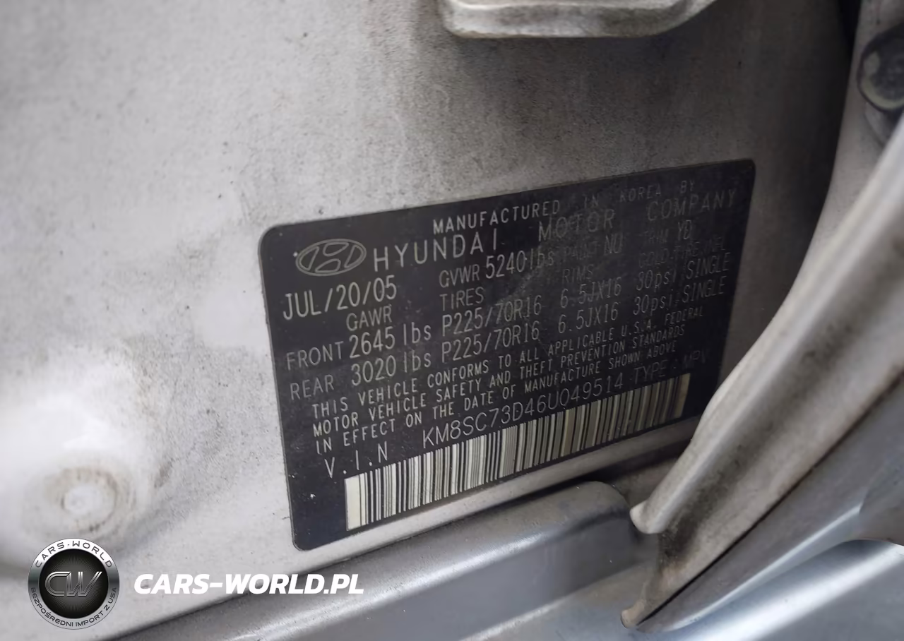 2006 Hyundai Santa Fe Gls VIN:KM8SC73D46U049514 - 9
