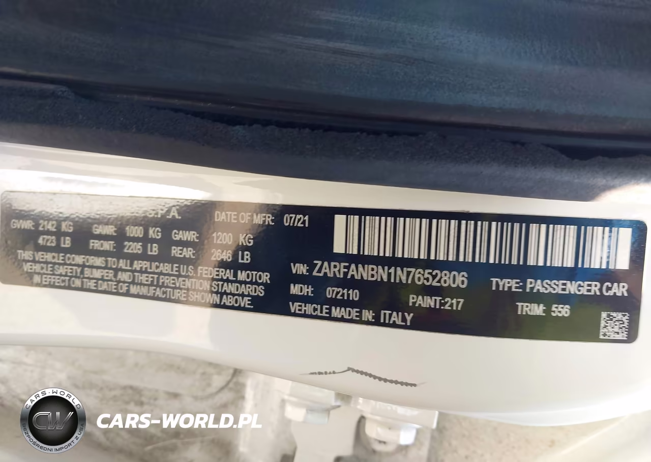 2022 Alfa Romeo Giulia Ti Awd VIN:ZARFANBN1N7652806 - 9