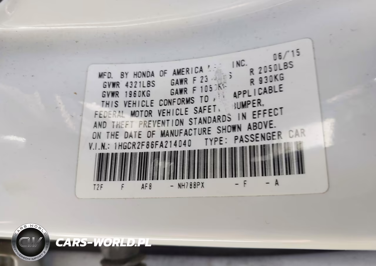 2015 Honda Accord Ex-L VIN:1HGCR2F86FA214040 - 9