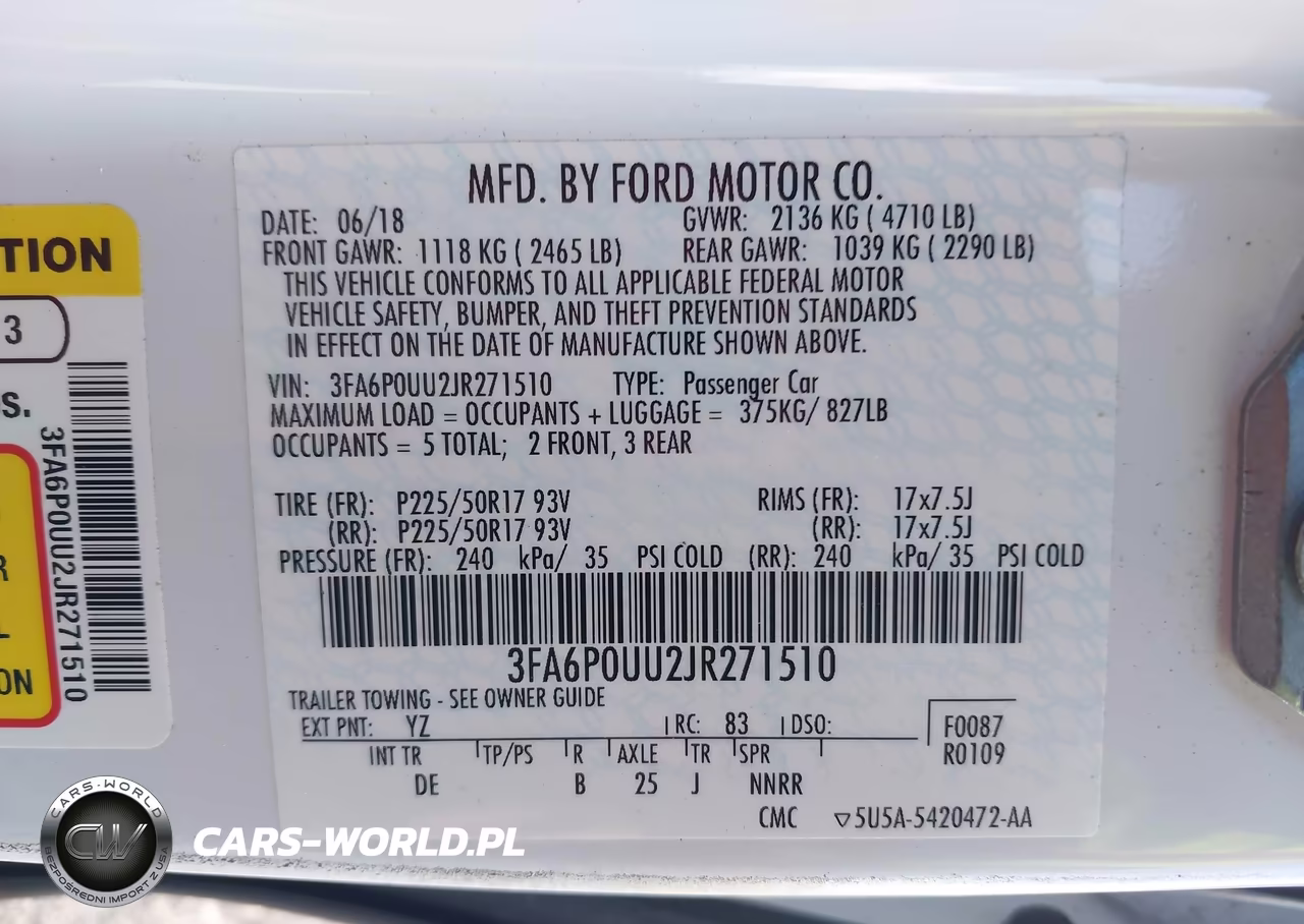 2018 Ford Fusion Hybrid S VIN:3FA6P0UU2JR271510 - 9