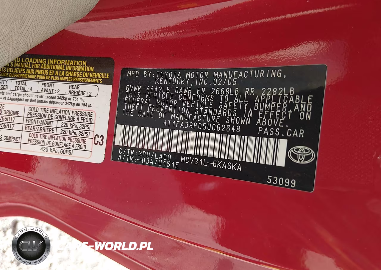 2005 Toyota Camry Solara Sle VIN:4T1FA38P05U062648 - 9