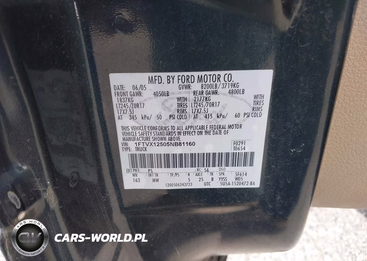 2005 Ford F-150 Lariat-Xl-Xlt VIN:1FTVX12505NB81160 - 9
