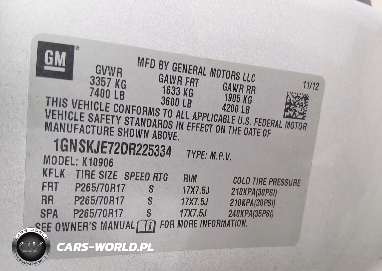 2013 Chevrolet Suburban Lt VIN:1GNSKJE72DR225334 - 9