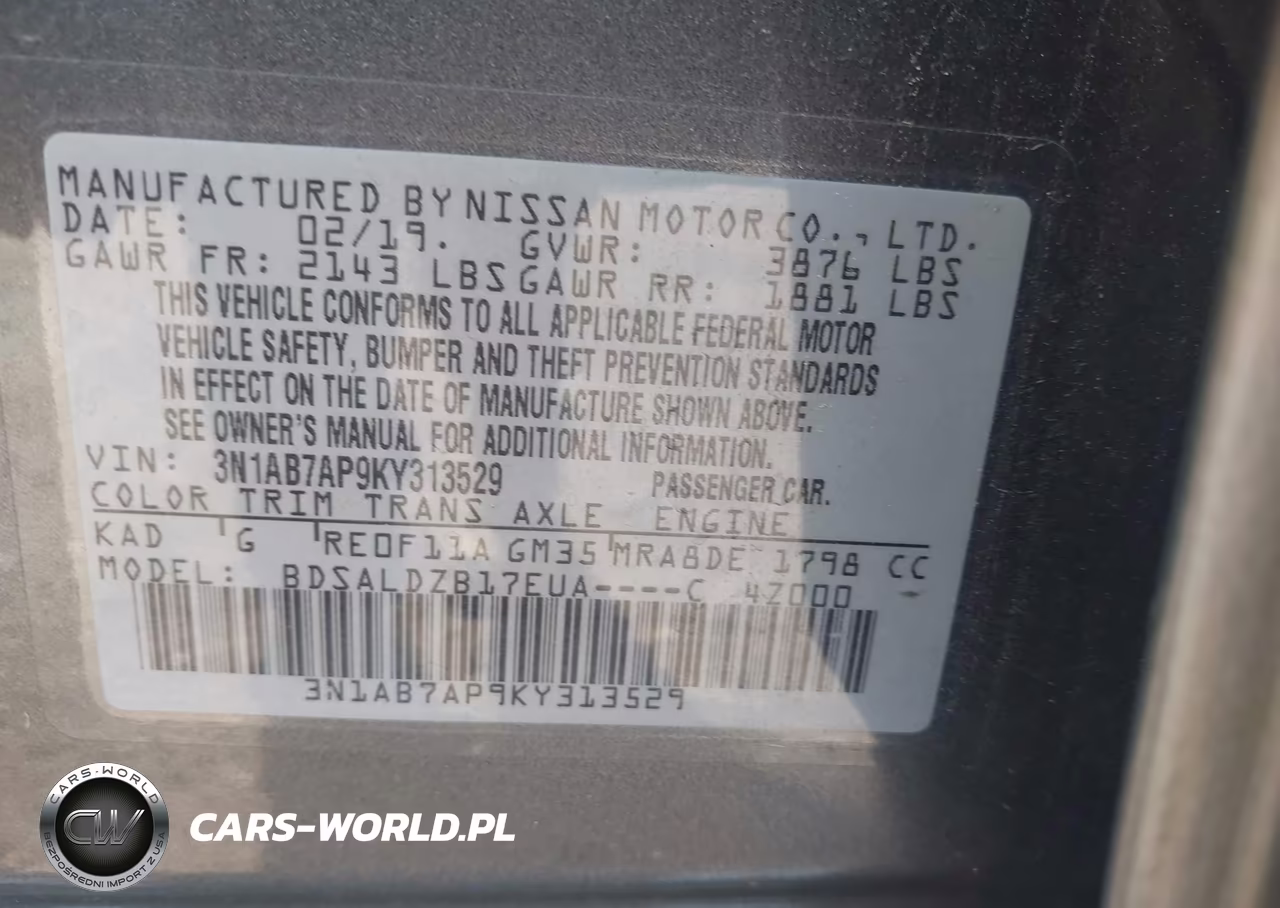 2019 Nissan Sentra Sv VIN:3N1AB7AP9KY313529 - 9