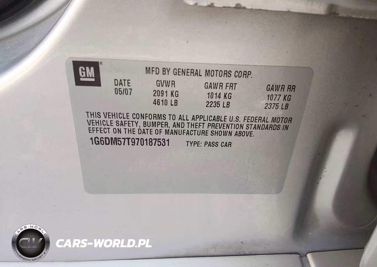 2007 Cadillac Cts Base W-1Sa VIN:1G6DM57T970187531 - 9