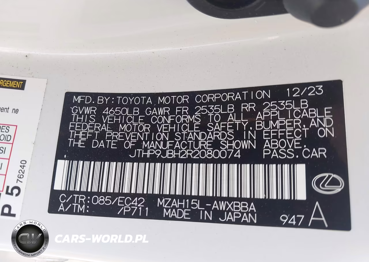 2024 Lexus Ux 250H Premium VIN:JTHP9JBH2R2080074 - 9