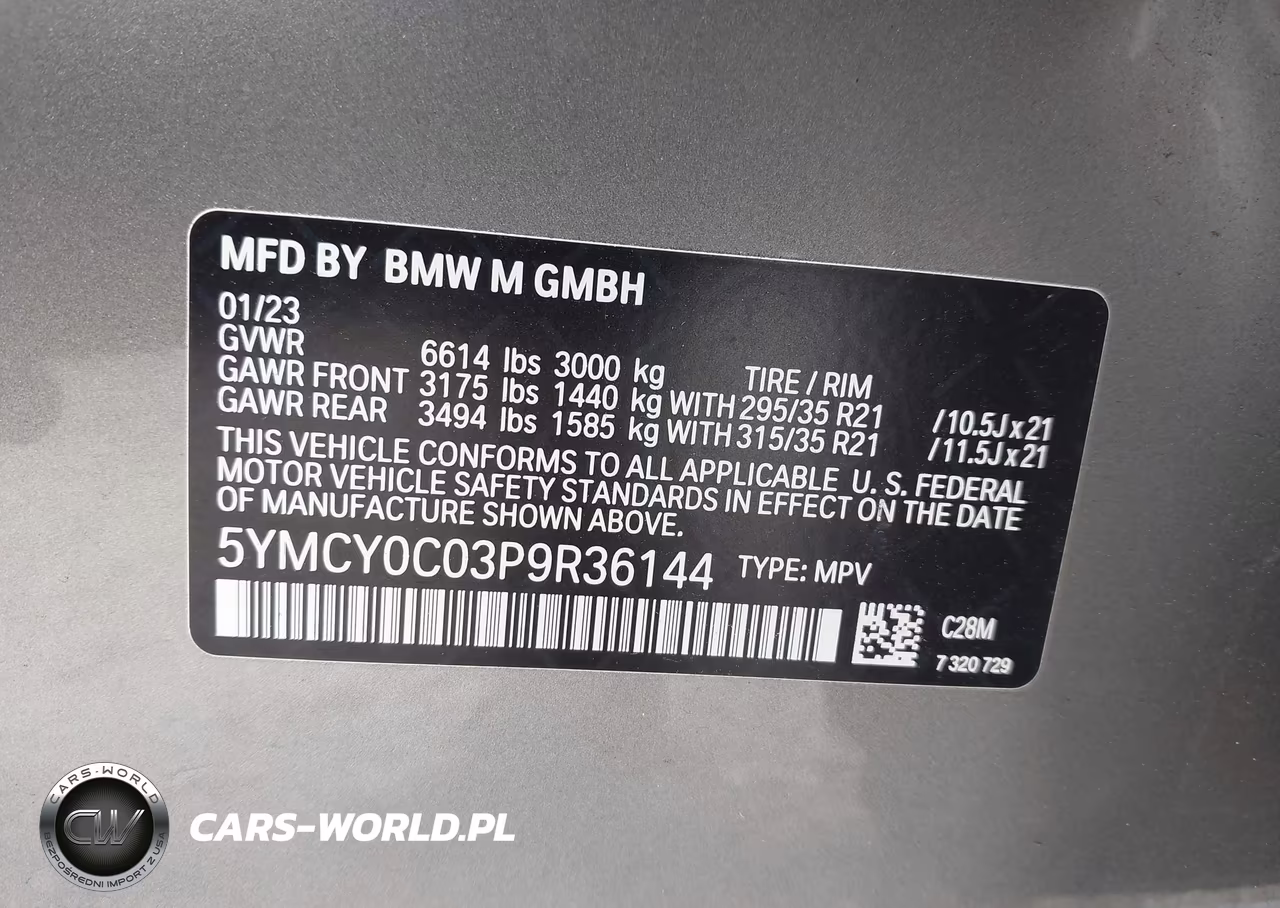 2023 BMW X6 M VIN:5YMCY0C03P9R36144 - 9