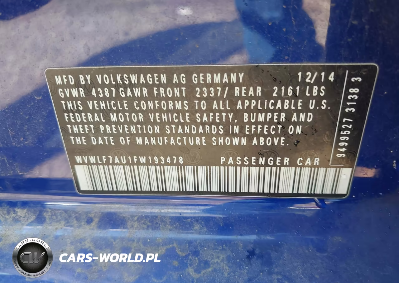 2015 Volkswagen Golf R 4-Door VIN:WVWLF7AU1FW193478 - 9