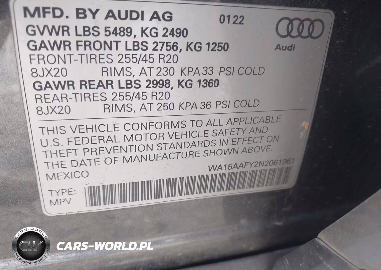 2022 Audi Q5 Sportback Premium Plus 45 Tfsi S Line Quattro S Tronic VIN:WA15AAFY2N2061961 - 9