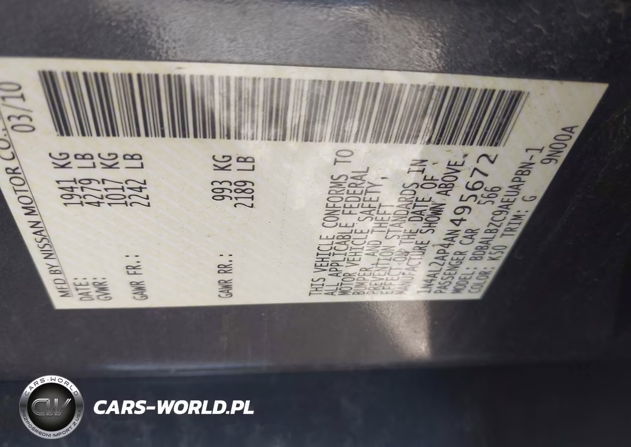 2010 Nissan Altima 2.5 S VIN:1N4AL2AP4AN495672 - 9