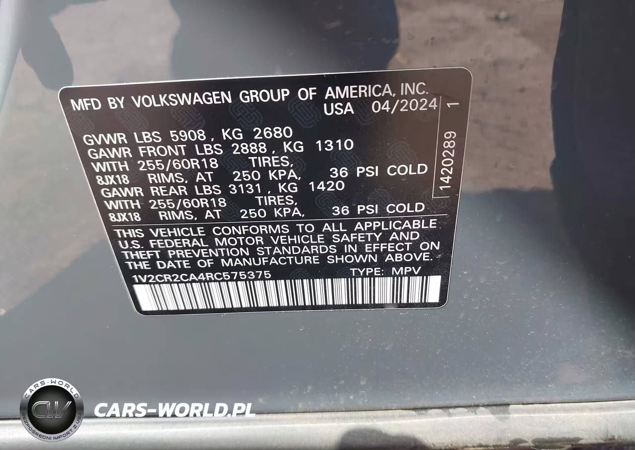 2024 Volkswagen Atlas 2.0T Peak Edition Se W-Technology VIN:1V2CR2CA4RC575375 - 9
