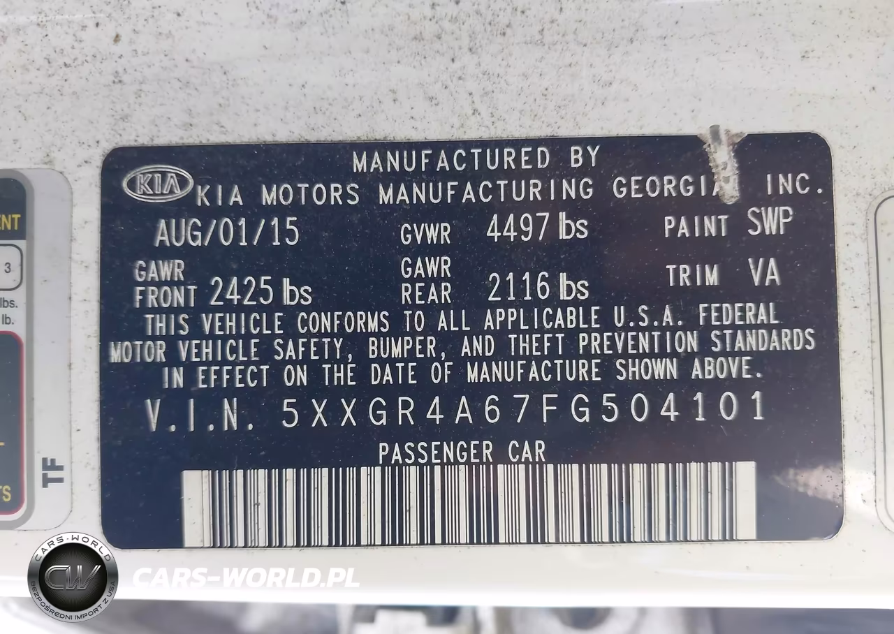 2015 Kia Optima Sxl Turbo VIN:5XXGR4A67FG504101 - 9
