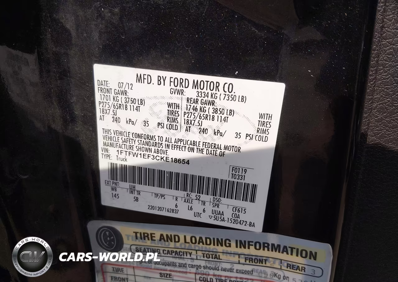 2012 Ford F-150 Fx4 VIN:1FTFW1EF3CKE18654 - 9